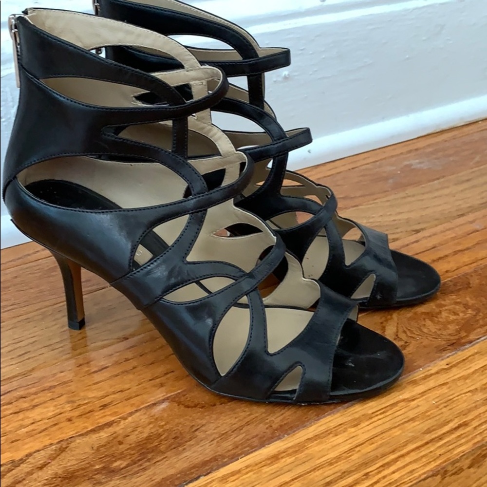 Michael Kors Collection Black Caged Peep Toe Sz 37